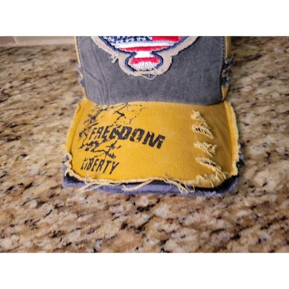 BJB Hat Cap Freedom Liberty Patriotic USA Adult One Size Adjustable Distressed - Picture 3 of 15
